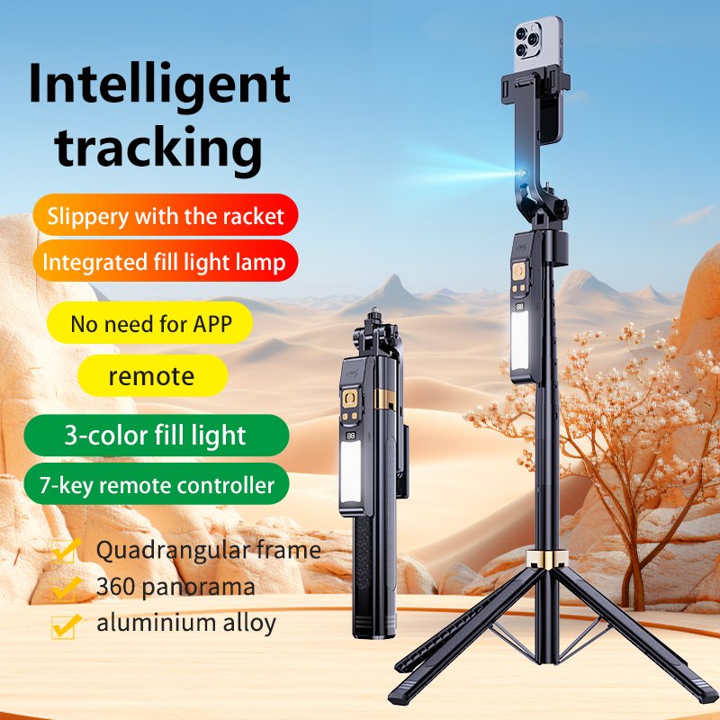 CL12P 1.8m 360 Gimbal Selfie Stick AI Intelligent Auto Face Tracking Tripod Stabilizer Phone Tripod with LED Fill Light