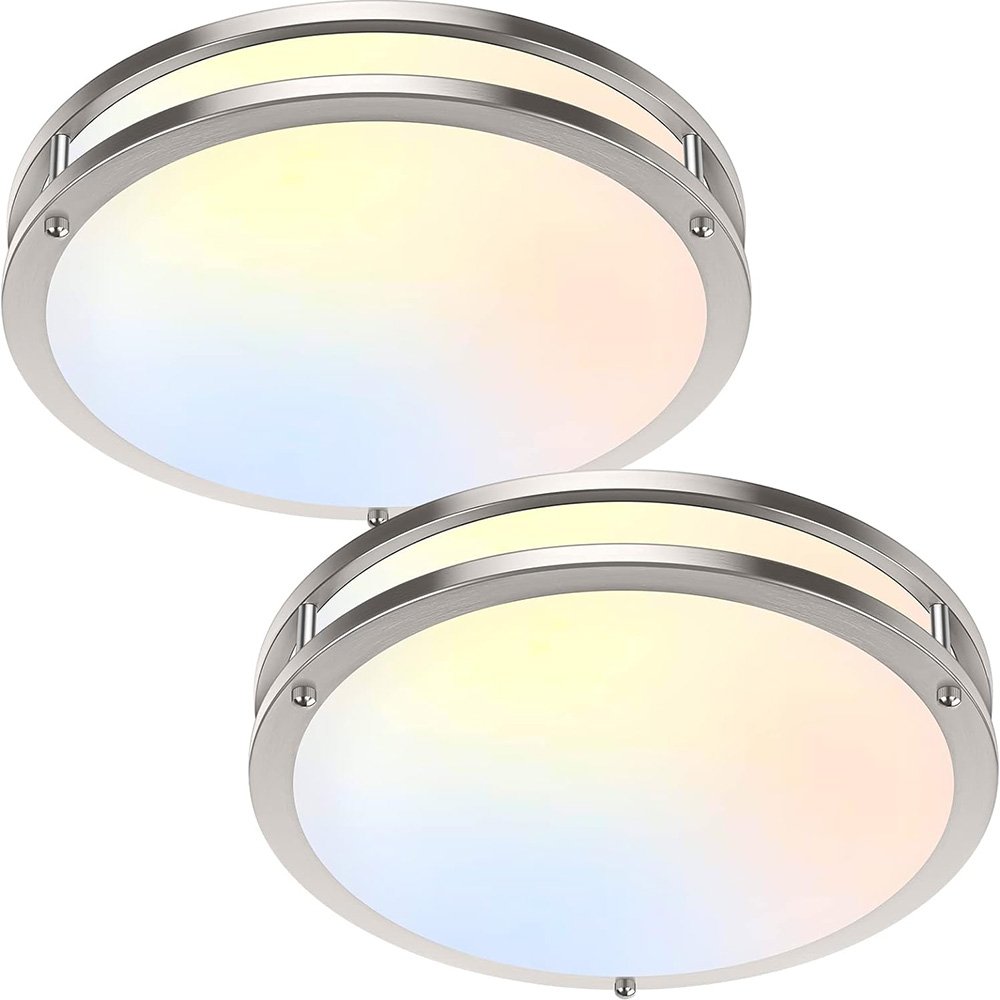Flush Mount Dimmable Modern Style Round LED Ceiling Light 11\" & 13\" No Flicker for Indoor Use