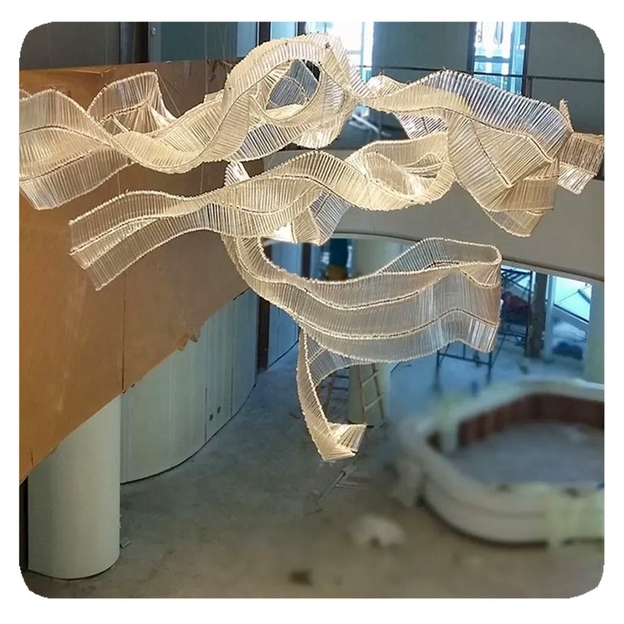 New Modern Custom Design Indoor Stairs Villa Hall Store Rotating Staircase Luxury Crystal Led Chandelier Pendant Light Lamp