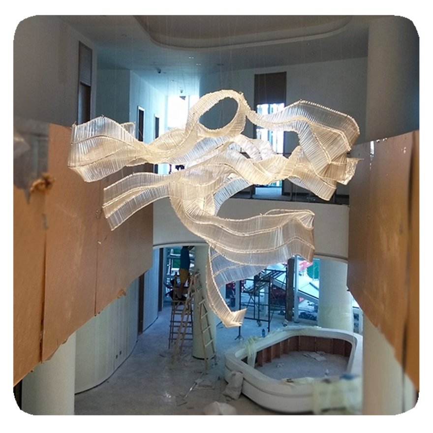 New Modern Custom Design Indoor Stairs Villa Hall Store Rotating Staircase Luxury Crystal Led Chandelier Pendant Light Lamp
