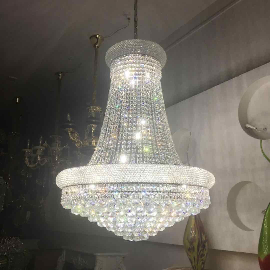 Custom Hotel Large Gold Long Chandeliers Ceiling Luxury Hanging Pendant Lights Lighting Led Staircase Modern Crystal Chandelier