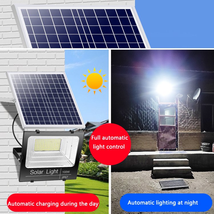 500W 200W 1000W 800W 300W 600W Outdoor Ip65 Waterproof White Garden Cell Two in One Led Solar Panel Flood Light Reflector