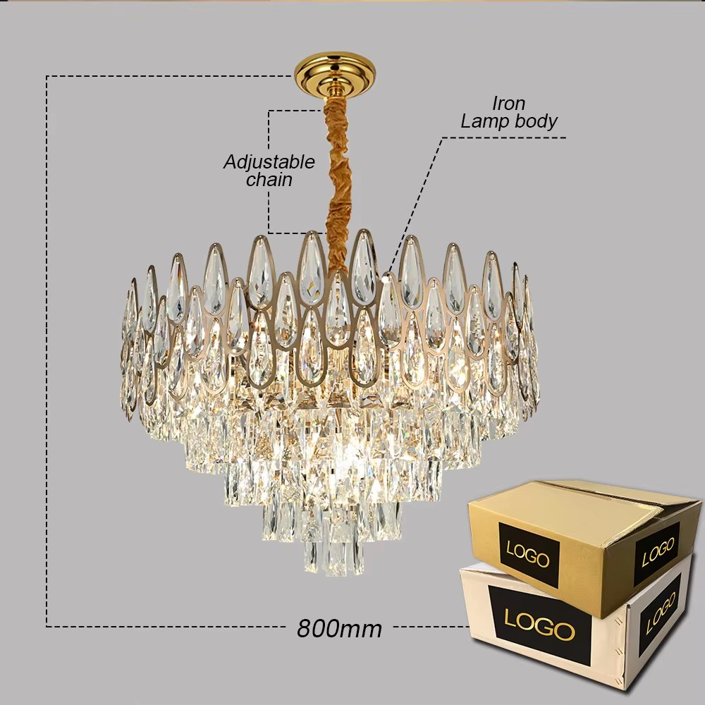 Nordic Modern Hotel Room Indoor Decoration Luxury Stainless Steel Crystal Crystal Chandeliers