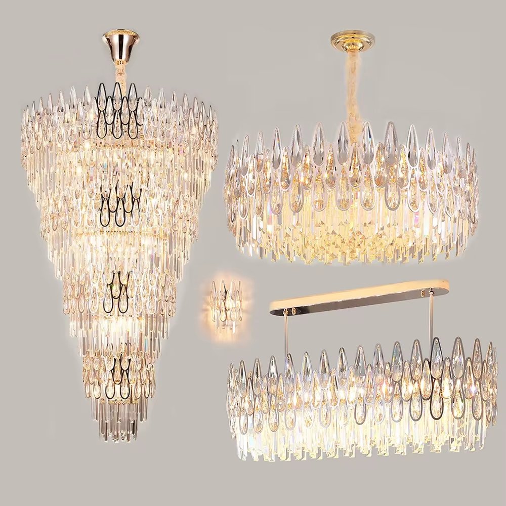 Nordic Modern Hotel Room Indoor Decoration Luxury Stainless Steel Crystal Crystal Chandeliers