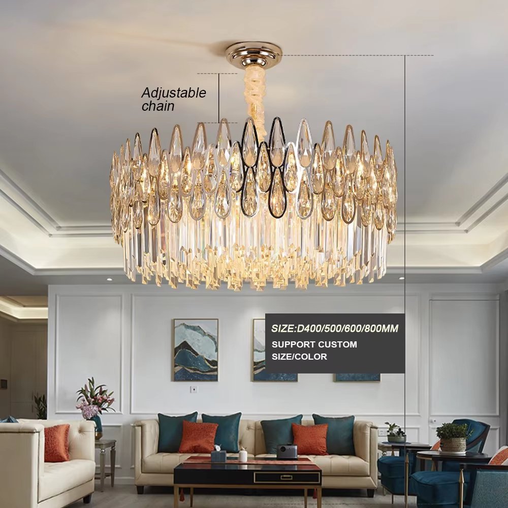 Nordic Modern Hotel Room Indoor Decoration Luxury Stainless Steel Crystal Crystal Chandeliers