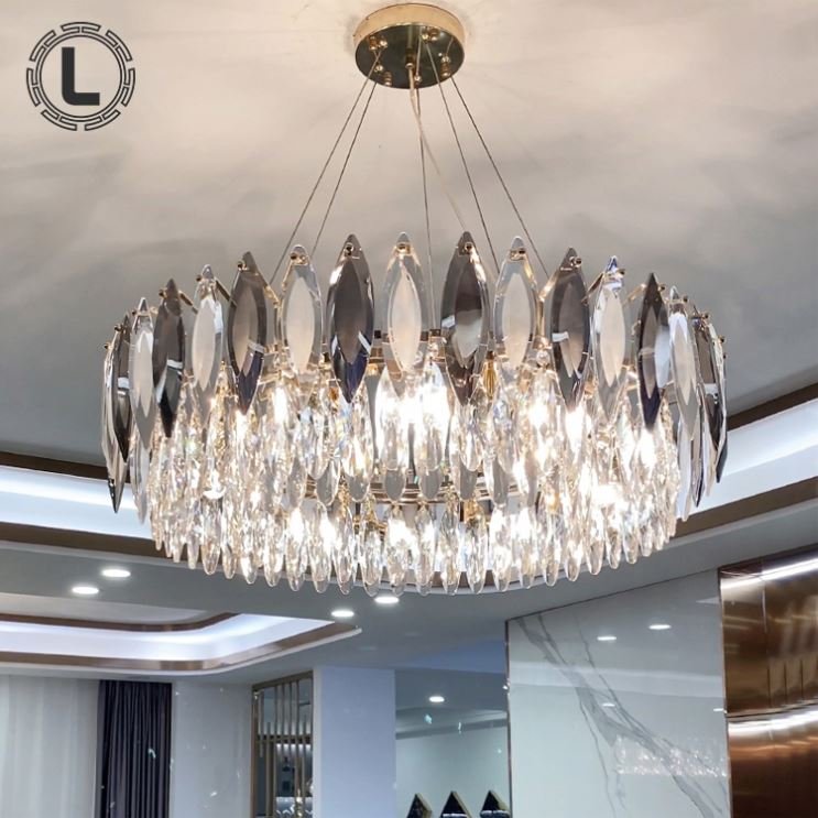 2021 European Round Indoor Hotel Wedding Luxury Lighting Decoration Led Modern Crystal Hanging Chandelier