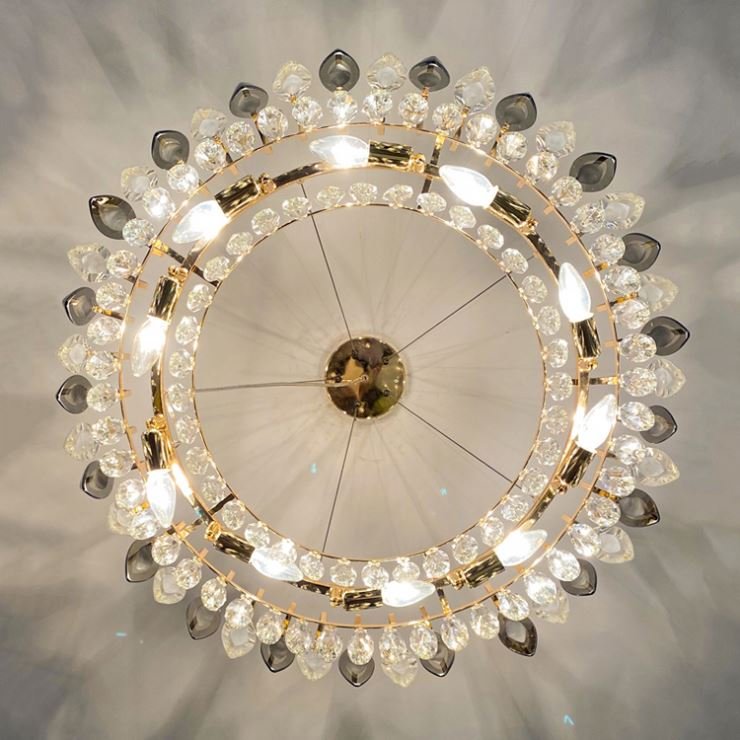 2021 European Round Indoor Hotel Wedding Luxury Lighting Decoration Led Modern Crystal Hanging Chandelier