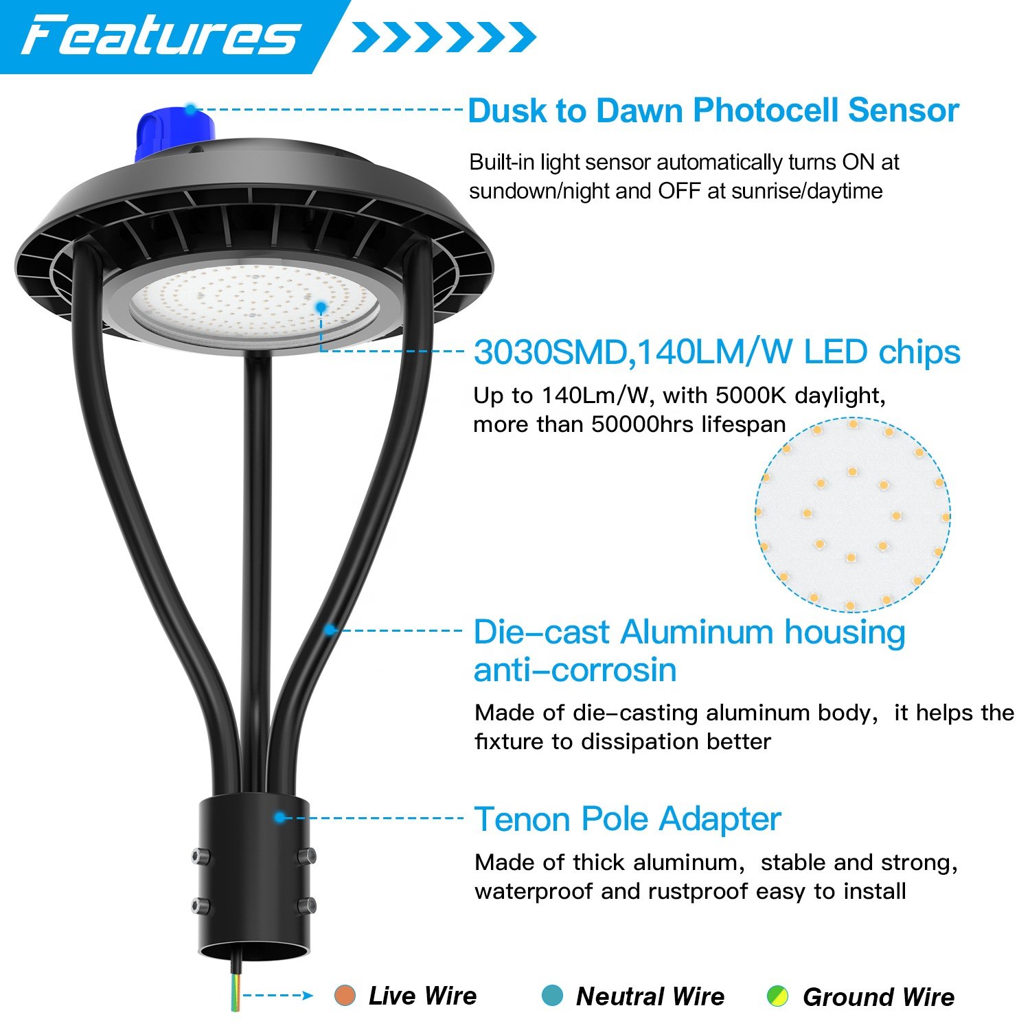Led Light Garden Waterproof Street Lamp Aluminum Outdoor Lighting Control Street Lamp Durable Road Light Ip66