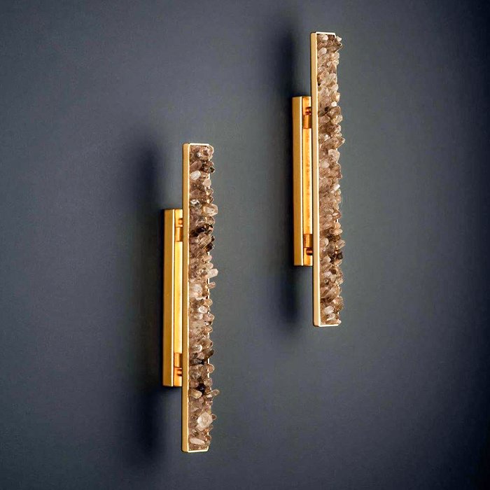 Custom Led Natural Crystal Sconce Wall Lamps Background Wall Line Minimalist Aisle Bedroom Bedside Wall Lamps