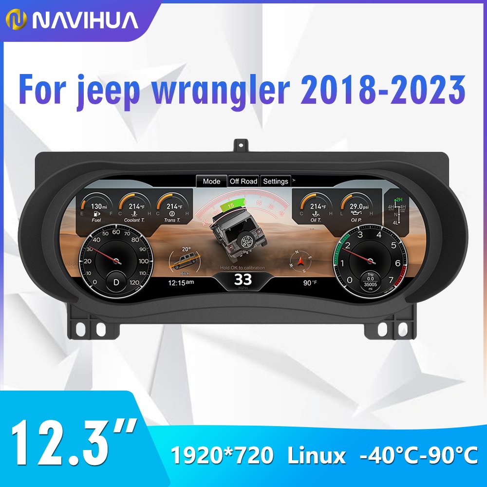 Navihua Virtual Cockpit Digital Cluster LCD Speedometer Dashboard Display Panel for Jeep Wrangler JL 2011-2017 2018-2023