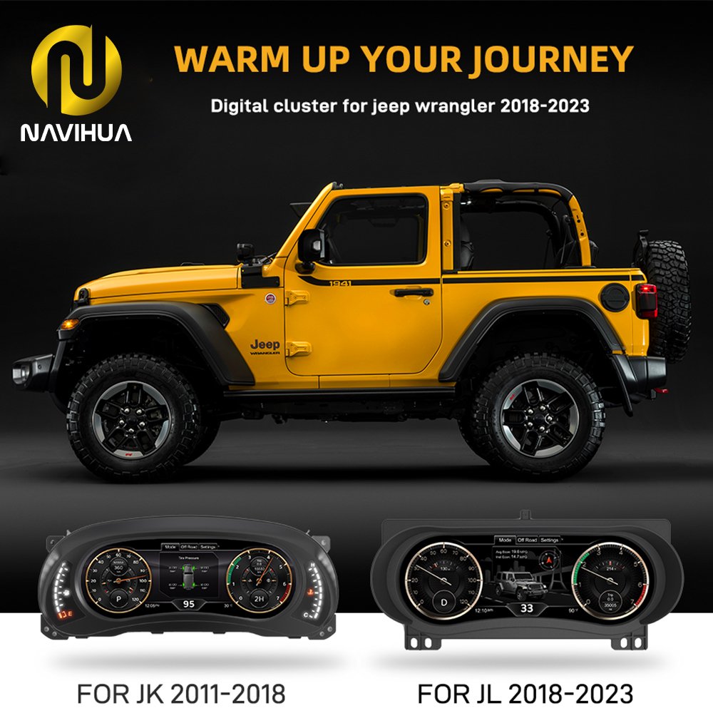 Navihua Virtual Cockpit Digital Cluster LCD Speedometer Dashboard Display Panel for Jeep Wrangler JL 2011-2017 2018-2023