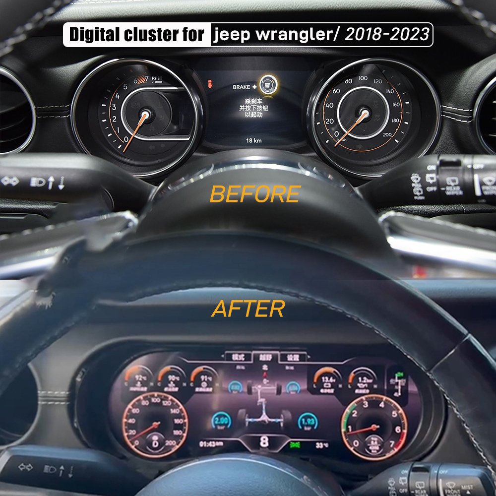 Navihua Virtual Cockpit Digital Cluster LCD Speedometer Dashboard Display Panel for Jeep Wrangler JL 2011-2017 2018-2023