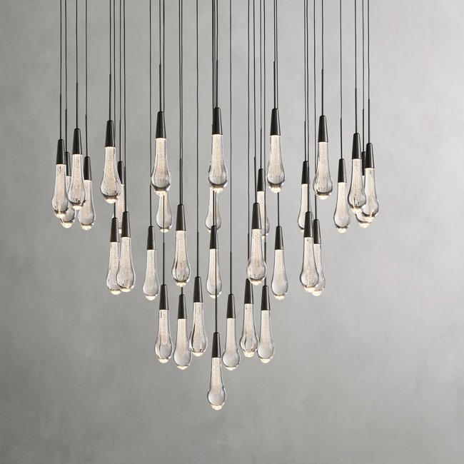 Stair Glass Raindrops Chandelier Small Pendant Lighting Raindrop Glass Chandeliers Handmade Glass Atmosphere Pendant Lamp