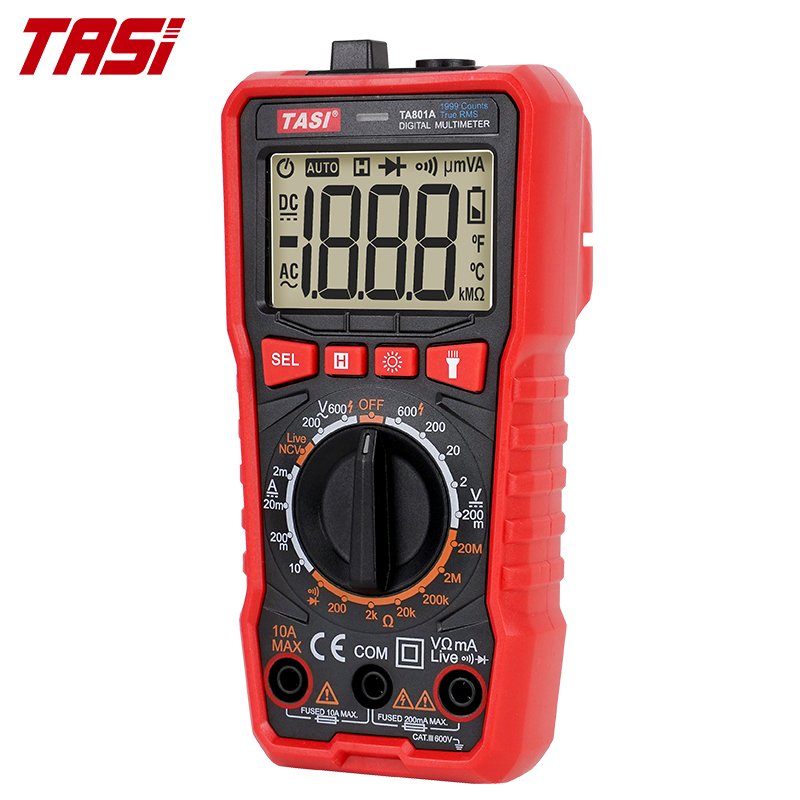 TASI TA801A Digital Multimeter True RMS 600V Auto Range AC DC Voltage Meter Multimeter