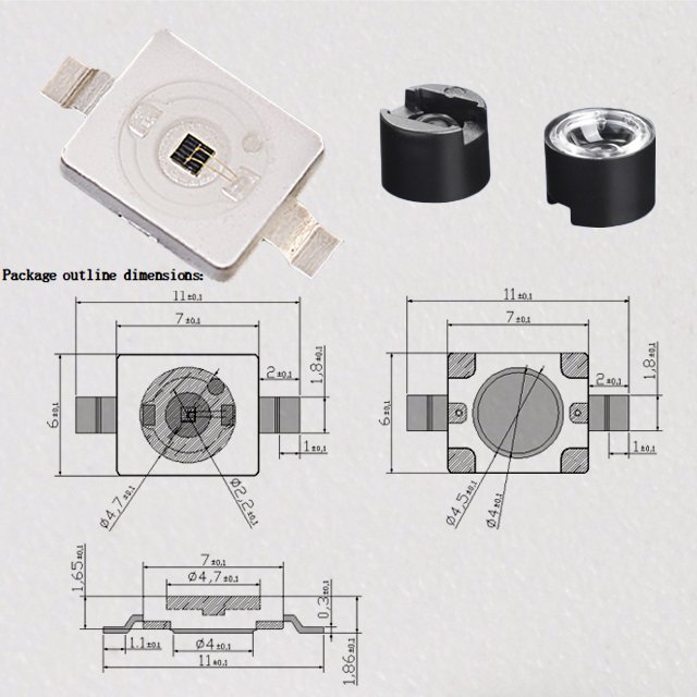 High Power 3W Infrared LED SMD 6070 7060 IR With 810nm 830nm 850nm 880nm 940nm Emitting Colors Input 6V Ingan Chip Material