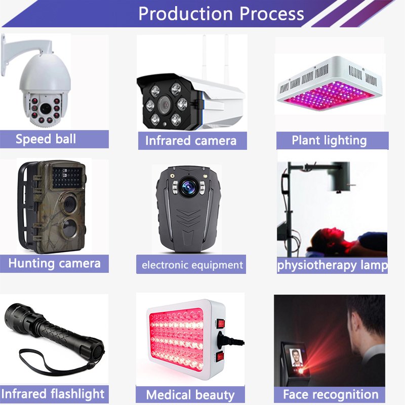 High Power 3W Infrared LED SMD 6070 7060 IR With 810nm 830nm 850nm 880nm 940nm Emitting Colors Input 6V Ingan Chip Material