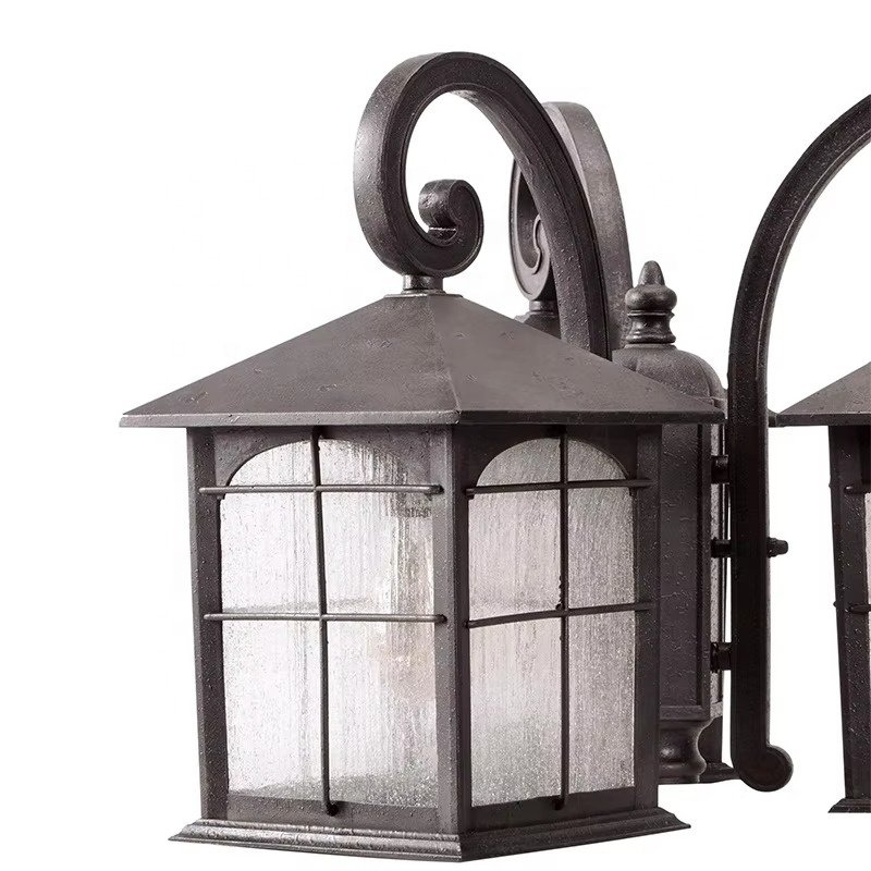 Three head antique style outdoor lighting decoration garden street lamp post creative retro outdoor landscape lamp for garden