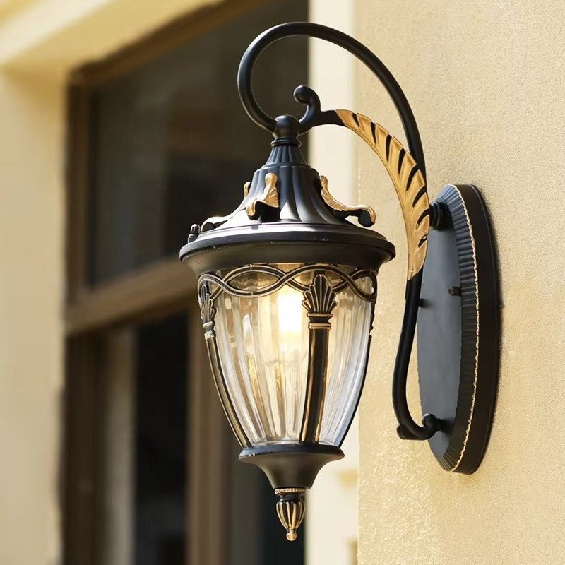 External Outdoor Wall Lamp Main Powered Black Retro Lantern LED Wall Lamp Outdoor Light LED Wall Lamp