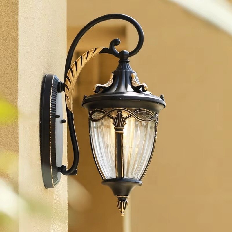External Outdoor Wall Lamp Main Powered Black Retro Lantern LED Wall Lamp Outdoor Light LED Wall Lamp