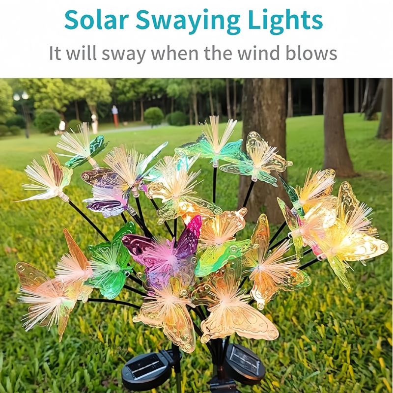 Customize Outdoor IP65 Waterproof Rgb LED Solar Butterfly Garden Ground Light Lawn Pathway Wedding Decorative