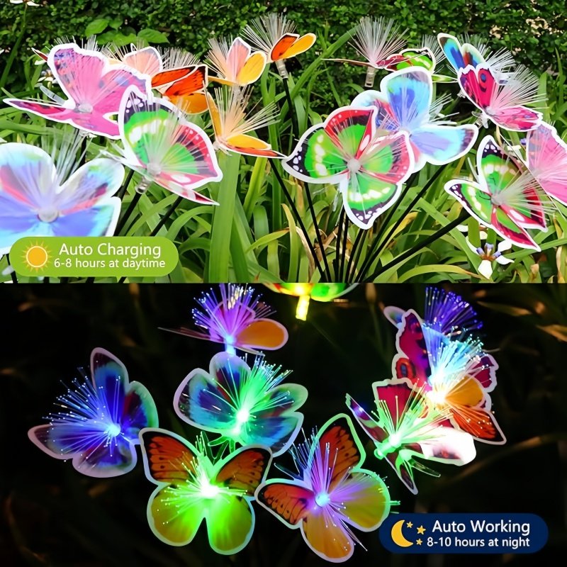 Customize Outdoor IP65 Waterproof Rgb LED Solar Butterfly Garden Ground Light Lawn Pathway Wedding Decorative