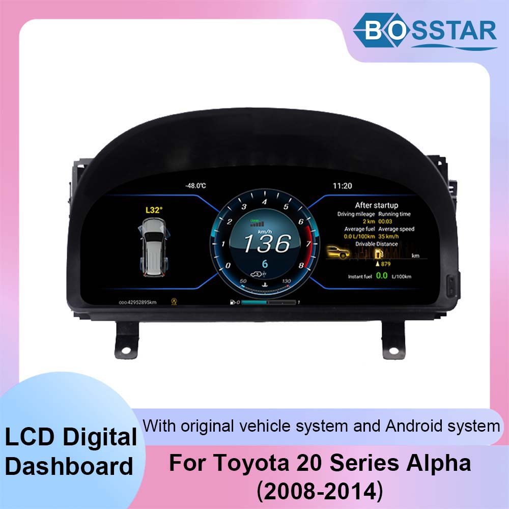12.3" LCD Screen Auto Meter Instrument Cockpit Display for Toyota Alphard 20/30 Series 2008-2018 Dashboard Digital Cluster
