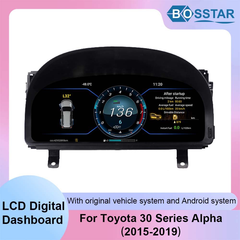 12.3" LCD Screen Auto Meter Instrument Cockpit Display for Toyota Alphard 20/30 Series 2008-2018 Dashboard Digital Cluster