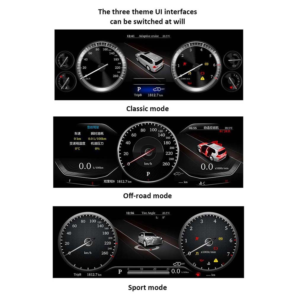 12.3" LCD Screen Auto Meter Instrument Cockpit Display for Toyota Alphard 20/30 Series 2008-2018 Dashboard Digital Cluster