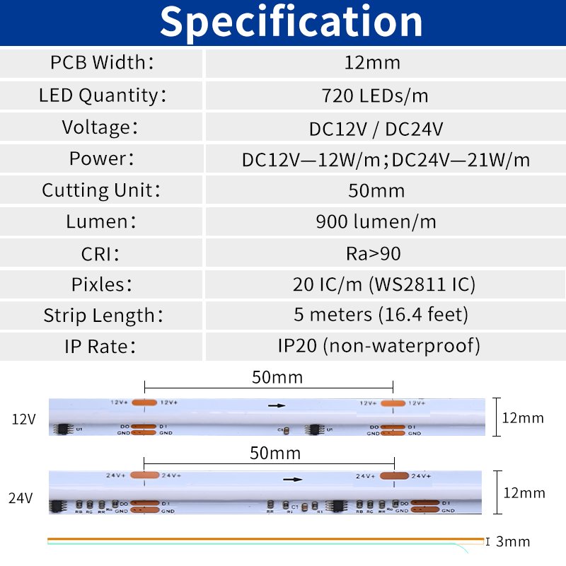 Coxo Flowing Water Addressable Dreamcolor 5 Meter Flexible Smart Magic Pixel Digital Ws2811 Cob Rgbic Led Strip Lights 12v 24v