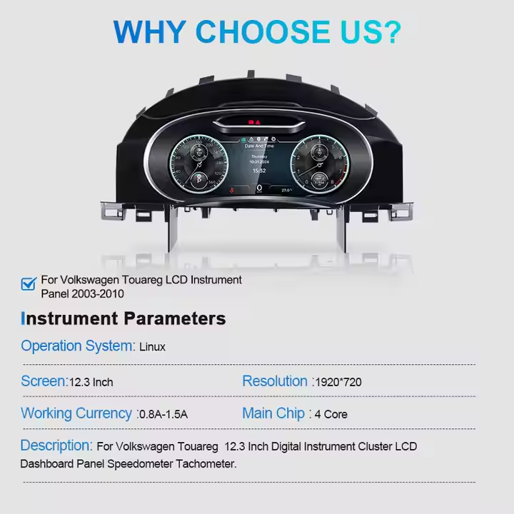 12.3'' Car LCD Digital Dashboard Cluster for VW Volkswagen Touareg 2003-2010 Auto Speedometer Virtual Instrument Paneel Cockpit