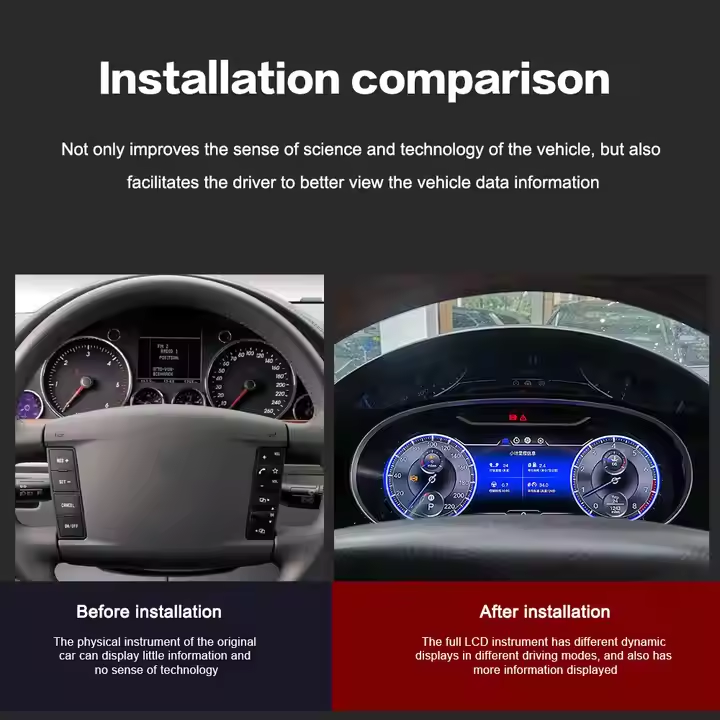 12.3'' Car LCD Digital Dashboard Cluster for VW Volkswagen Touareg 2003-2010 Auto Speedometer Virtual Instrument Paneel Cockpit