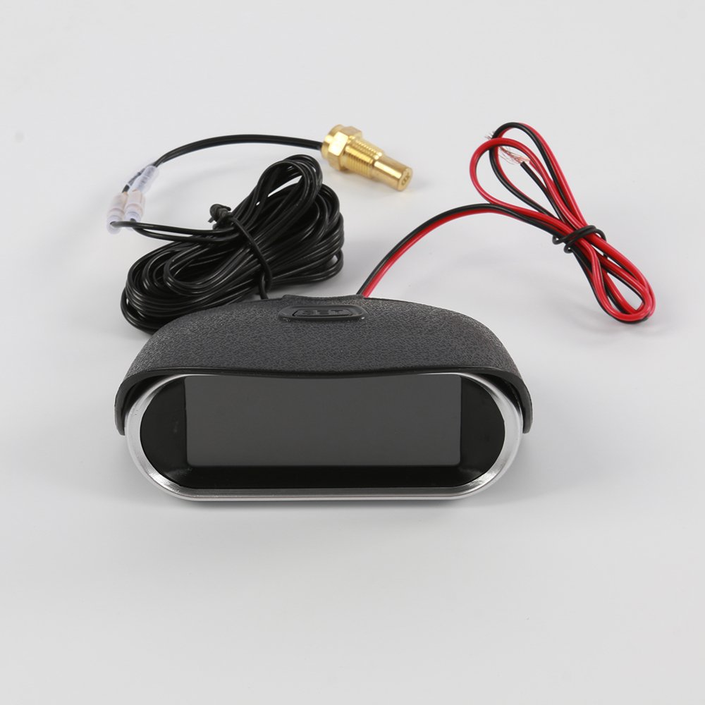 Ramainer Universal 2 in 1 LCD Car Digital Water Temp Gauge Voltmeter Water Temperature Sensor 10mm 12V 24V Volt Meter