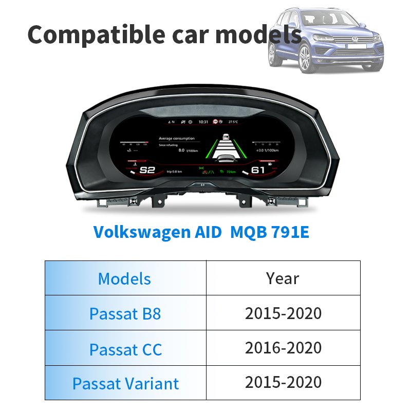 Car 12.3inch Digital Speedometer Linux System for VW Passat Variant Passat B8 Cc 2015-2020 Auto Meter