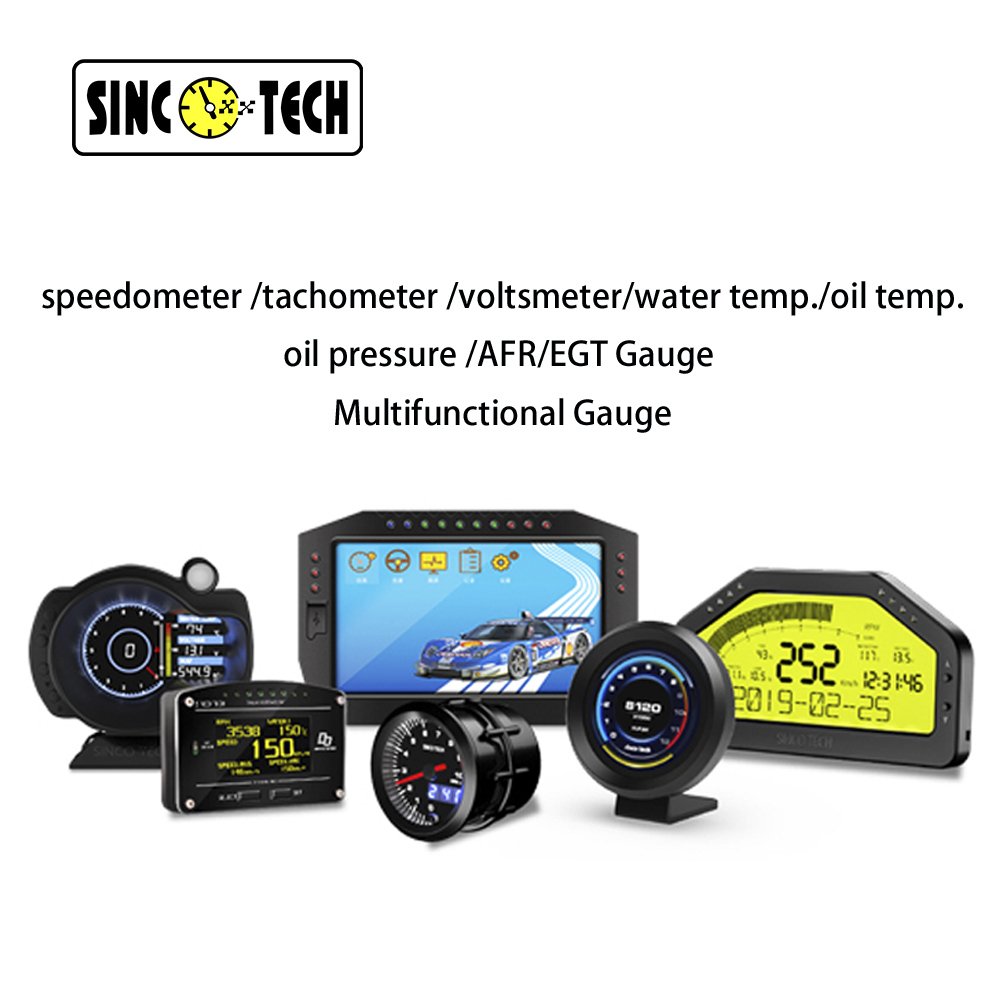 SincoTech 2020 Universal 9-in-1 Digital Speedometer Tachometer Volts Boost Oil Pressure Water Temp EGT AFR Meter Gauge (DO912-S)