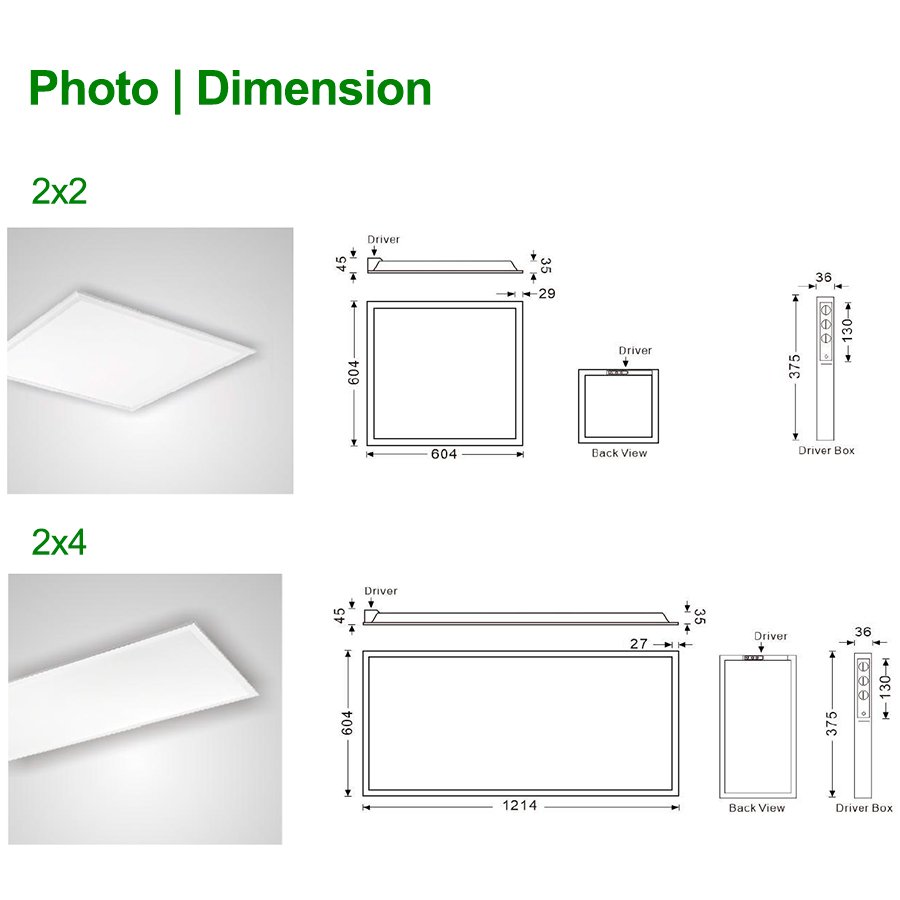 50/45/40/30/25W 3500K 4000K 5000K Selectable 130LM/W Supermarket Bathroom Back-Lit Led Panel Light