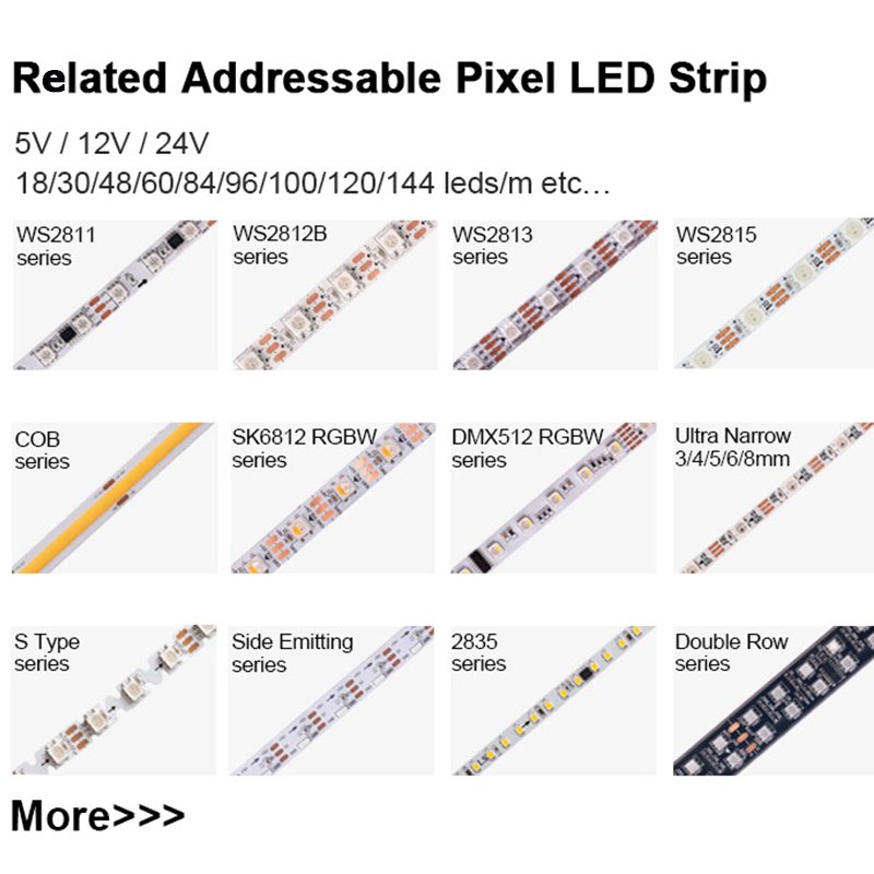 12V WS2811 Programmable 30 60 Pixel Addressable Rgb Led Strip