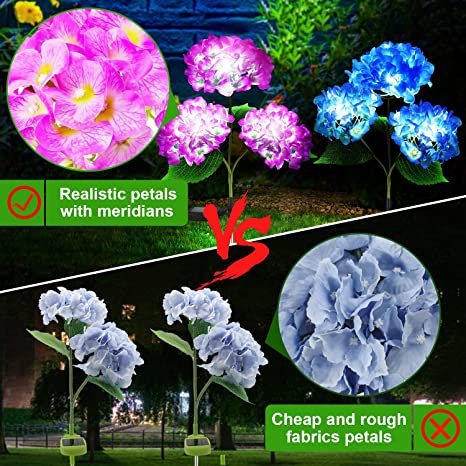 Solar Hydrangea Garden Light Solar Powered Led Flower Lights Solar Garden Stake Lights Waterproof for Garden Lawn Patio Backyard