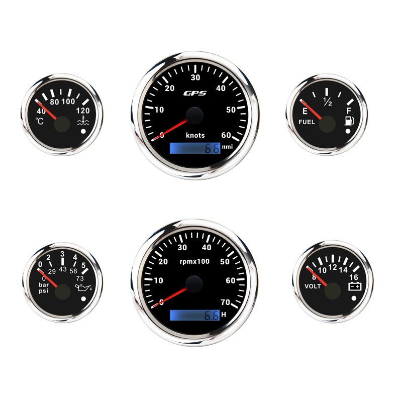 2022 Hot Selling Water Temp, Fuel Level, GPS Speedometer, Oil Pressure, Voltage Gauge Tachometer Auto Meter Set