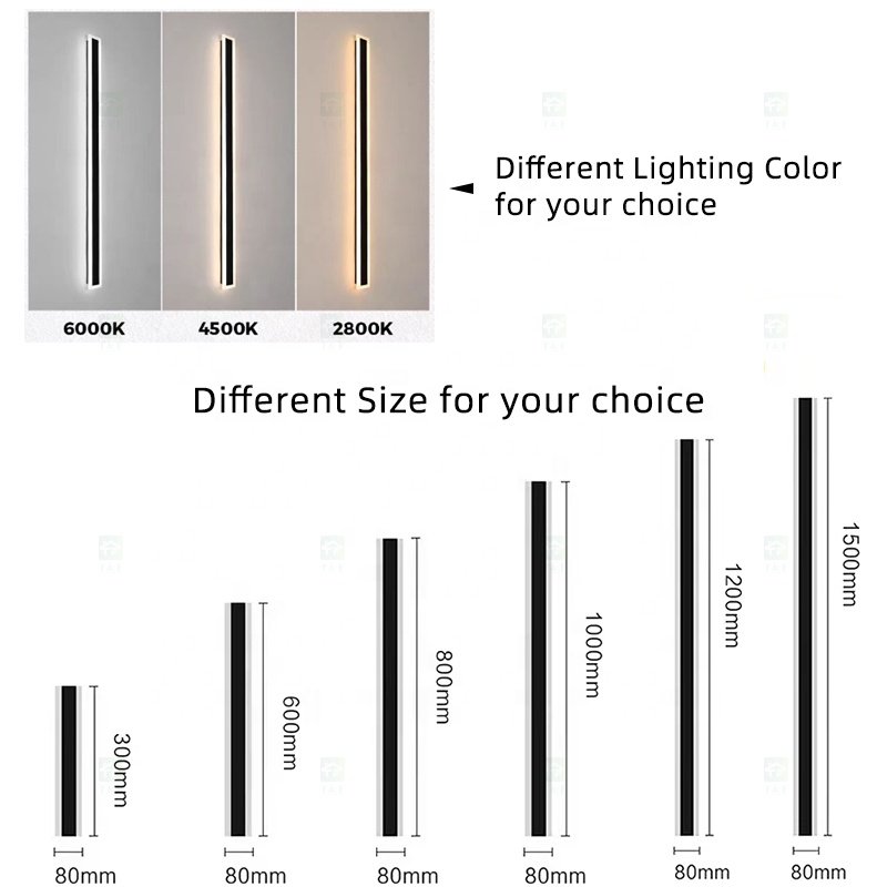 Modern IP65 Waterproof Outdoor Exterior LED Linear Strip Wall Mounted Light for Wall Home Courtyard Outdoor Wall Light