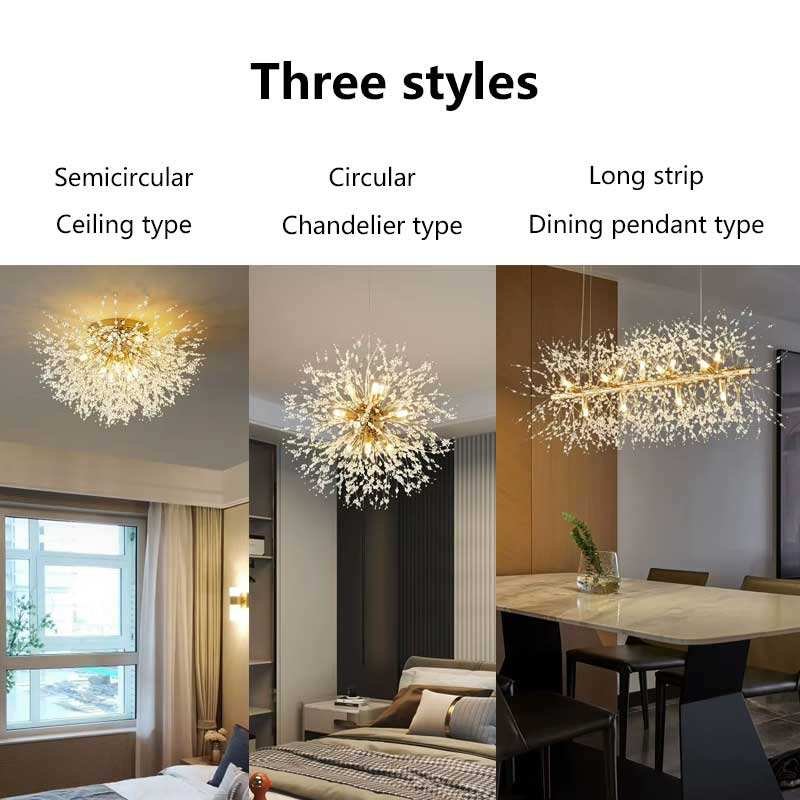 Modern Nordic Decorative Hanging Crystal Bulb Dandelion Living Dining Room Home Decoration LED Chandeliers Pendant Lights