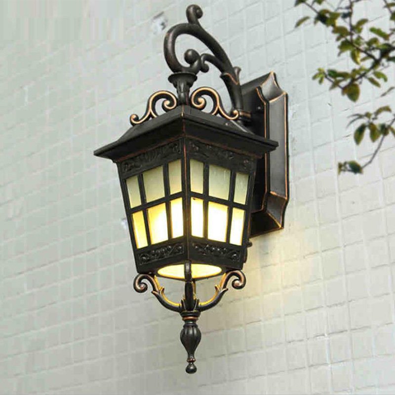 Outdoor Wall Lamp Luxury Style Outdoor Garden Brass Metal Main Gate Wall Light with Glass