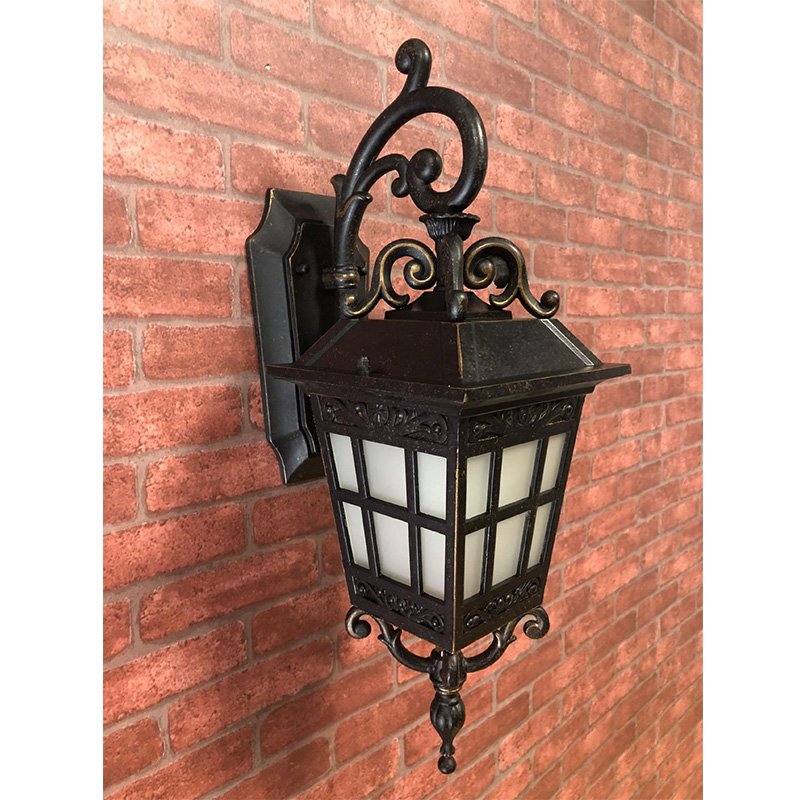 Outdoor Wall Lamp Luxury Style Outdoor Garden Brass Metal Main Gate Wall Light with Glass