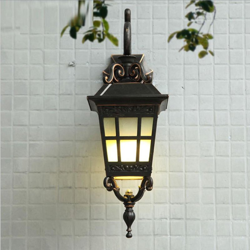 Outdoor Wall Lamp Luxury Style Outdoor Garden Brass Metal Main Gate Wall Light with Glass