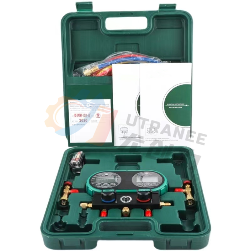 HVAC Gauge Meter Tool High Precision 4-way Hose Digital Refrigerant Manifold Pressure Gauge Kit Multifunctional R134A R1234yf