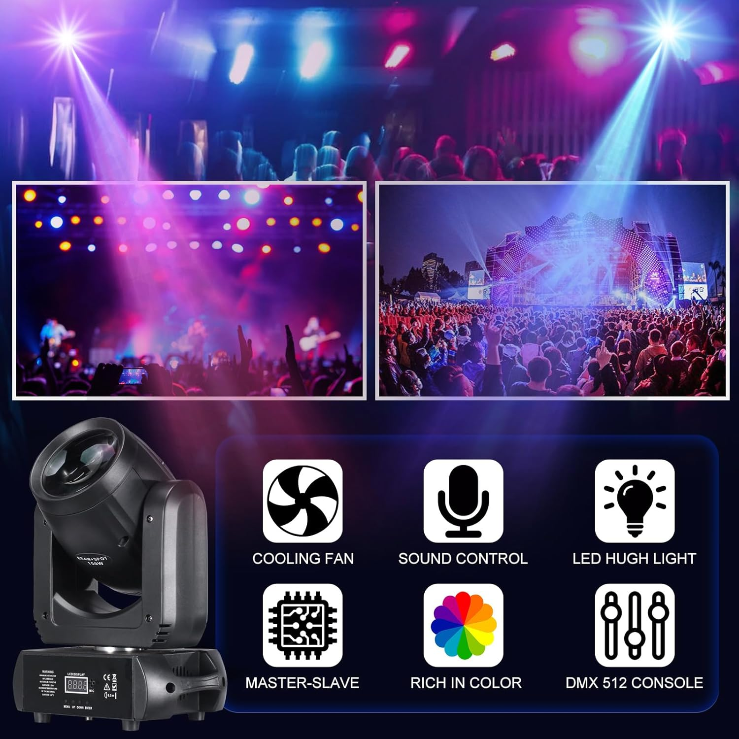 150w Moving Head Spot Led Stage Light 3prism Gobo Beam Lights Dmx Bar Clubs Moving Head Light