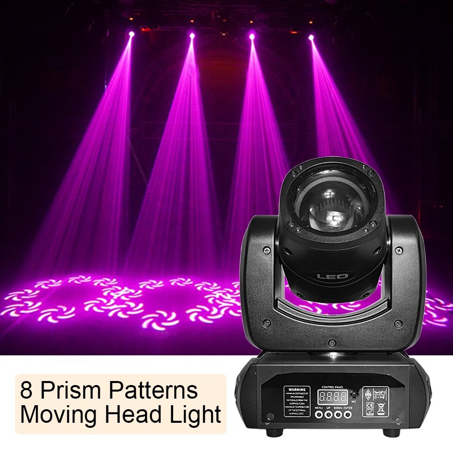 LED Moving Head Lights Lyre Beam 100W DJ Lighting With 8 Gobos Mini Projector Effect for Disco Bar KTV Wedding Party 2-Pack