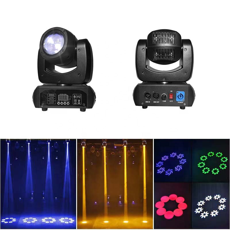 LED Moving Head Lights Lyre Beam 100W DJ Lighting With 8 Gobos Mini Projector Effect for Disco Bar KTV Wedding Party 2-Pack
