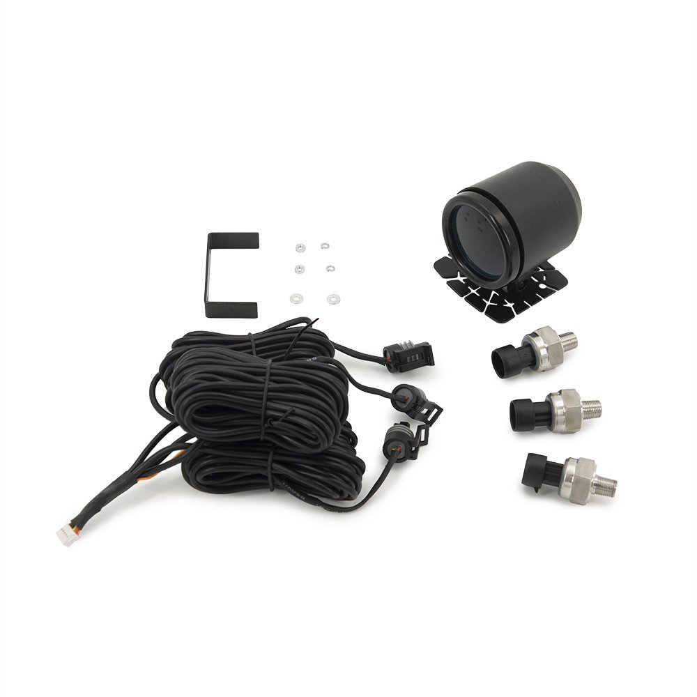 52mm Three Display Air Suspension Pressure Gauge Meter Air Ride Gauge With 3pcs 1/8NPT Sensors and Swivel Mount Holder