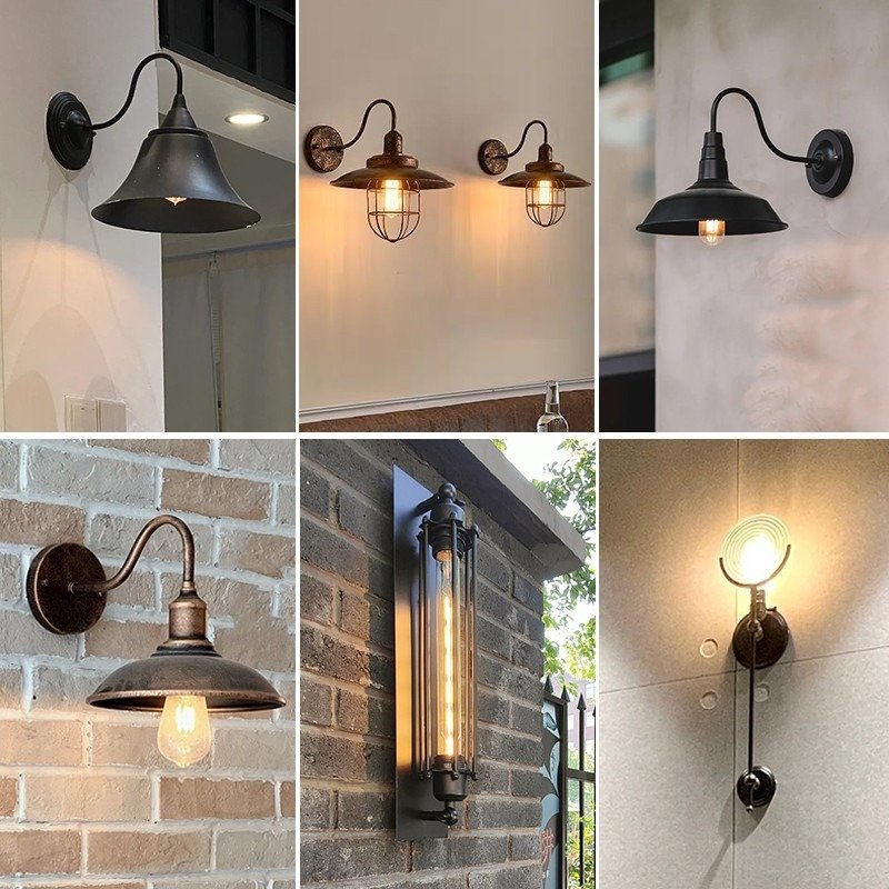 Waterproof Retro Industrial Pastoral Style Balcony Wall Lamp for Living Room bar Cafe Nordic Vintage Outdoor Wall Door Lamp