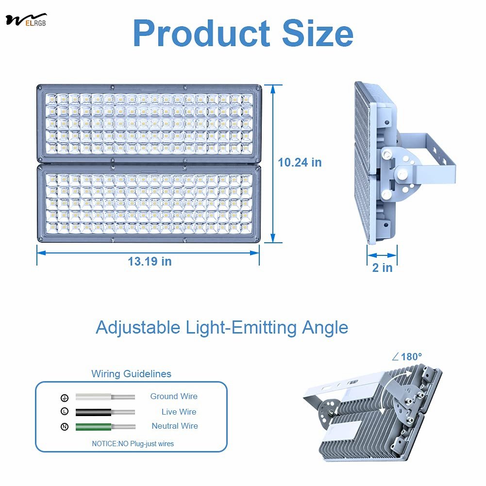 LED Flood Lamp Outdoor Stadium Lights Outdoor LED 200 Watt Exterior Flood Lamp Adjustable Lighting Angle Waterproof Light
